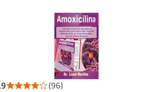 Portada de libro "Amoxicilina", guía para tratar ETS. Ilustra bacterias y el medicamento, como si fuera un tatuaje de ciencia.