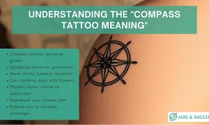 Un tatuaje de brújula en el hombro, símbolo de guía y dirección. Representa tu camino elegido y te recuerda cómo navegar los desafíos.