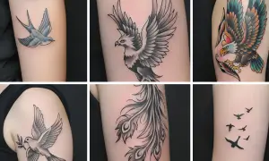 Tatuajes de aves: golondrina, fénix, águila, paloma, plumas y bandada. Cada uno representa diferentes tatuaje emociones.