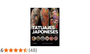 Libro "Tatuajes Japoneses" con imágenes de arte corporal, koi, geisha y más. Explora la historia, cultura y diseño de los tatuajes japoneses.