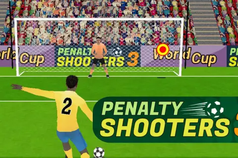 Jugador de fútbol listo para lanzar un penalti en el juego "Penalty Shooters 3". ¿Habilidad o azar?