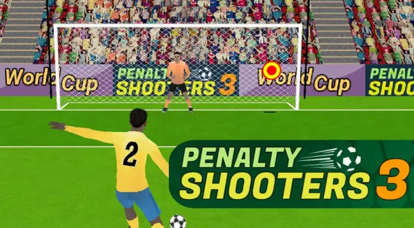 Jugador de fútbol listo para lanzar un penalti en el juego "Penalty Shooters 3". ¿Habilidad o azar?