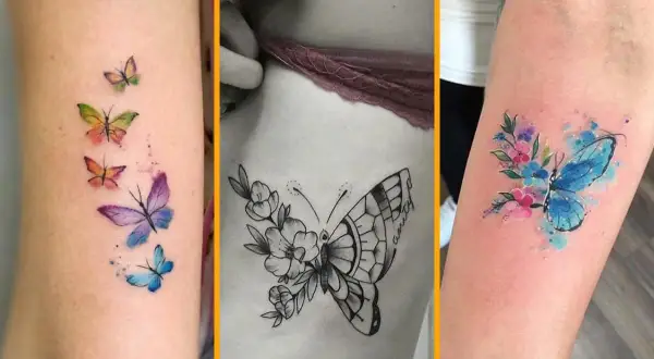 Tatuajes de mariposas: la **schmetterling tattoo bedeutung** es transformación y libertad. Tres diseños inspiradores: acuarela, lineal y en cascada.