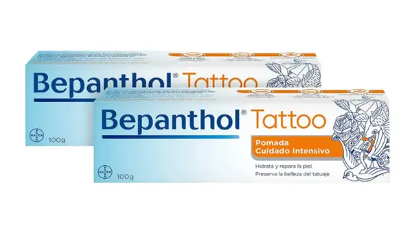 Bepanthol Tattoo: la segunda piel para tatuajes. Pomada de cuidado intensivo que hidrata, repara y preserva la belleza de tu arte.