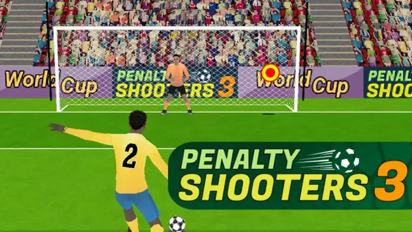 Jugador de fútbol listo para lanzar un penalti en el juego "Penalty Shooters 3". ¿Habilidad o azar?
